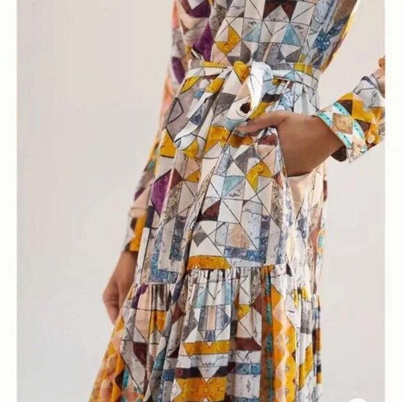 Anthropologie Multicolor Geometric Maxi Dress - Picture 4 of 5